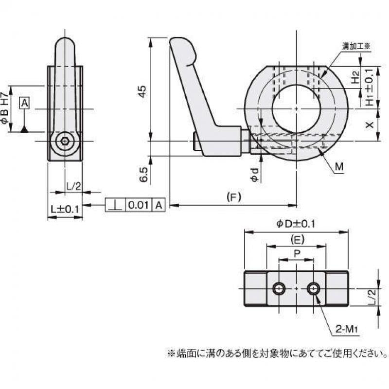 D型切割螺絲型(附固定把手) 楔形固定環