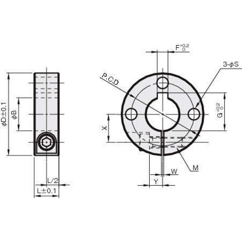 鍵槽・3孔型 開縫環