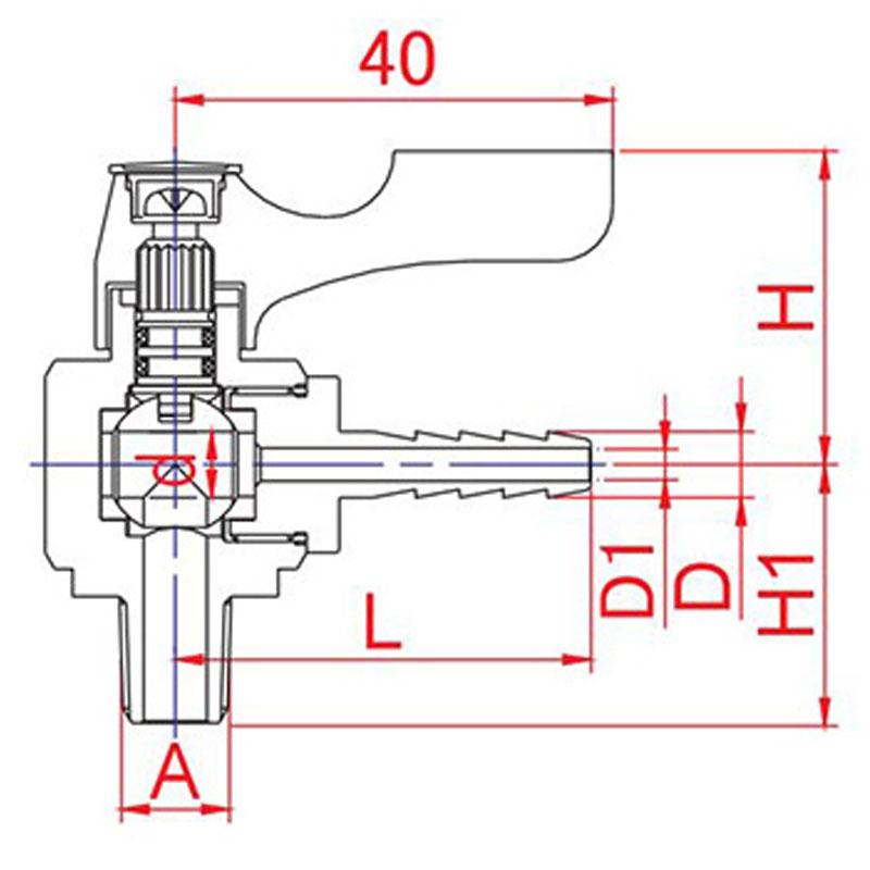ACEBALL 彎角型（黃銅製） BH 軟管螺紋接管一體型