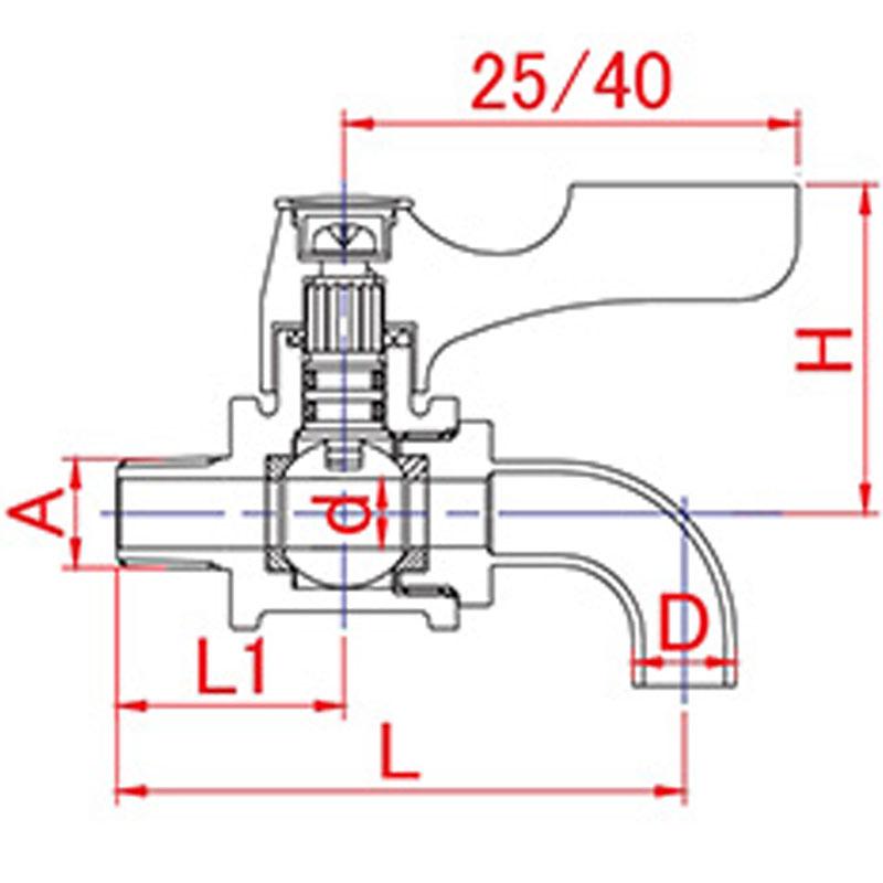 ACEBALL 直型（黃銅製） BL 外牙、排水型
