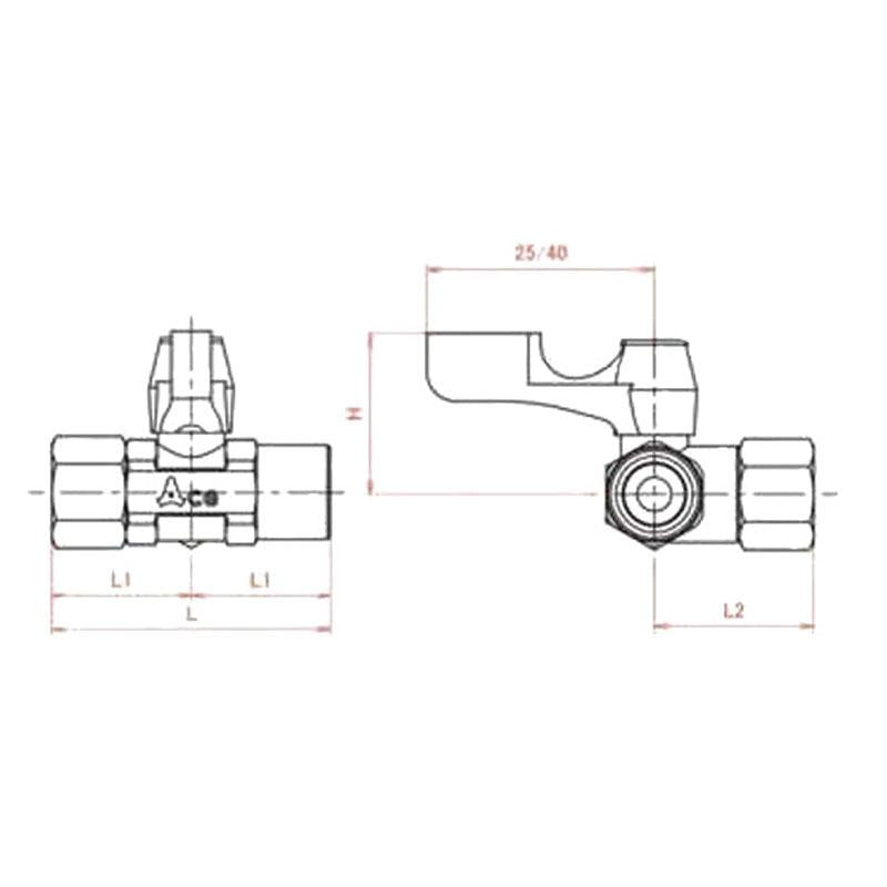 ACEBALL 3W 3方2面座閥L孔口（切換用）