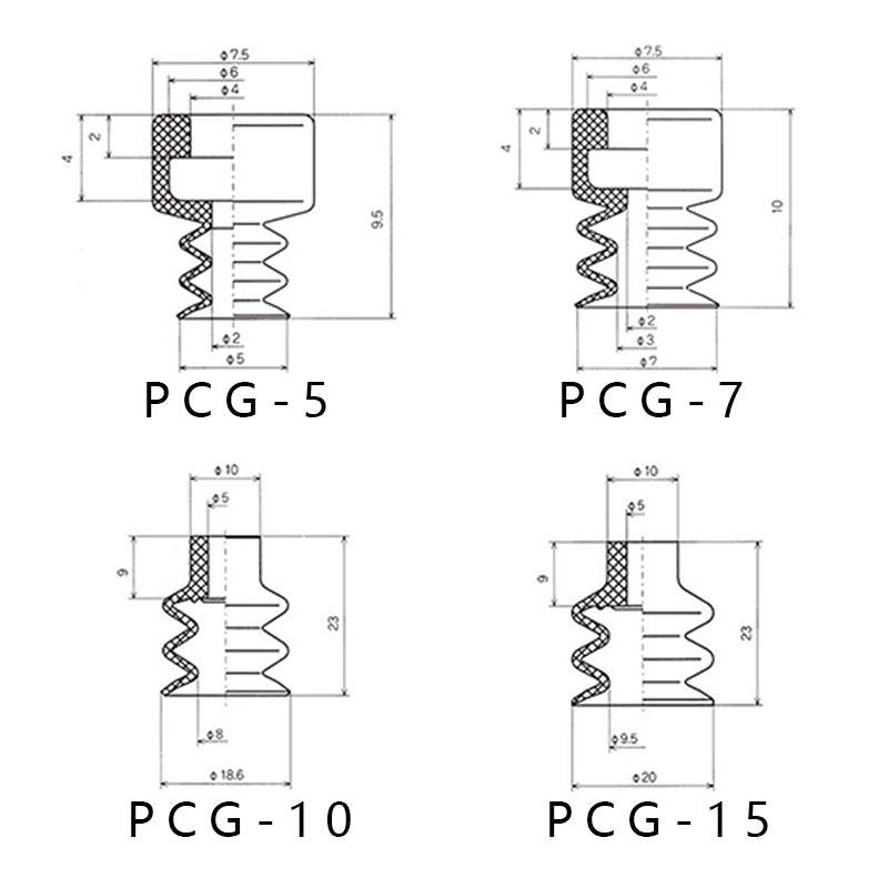三段波紋管型吸盤 PCG