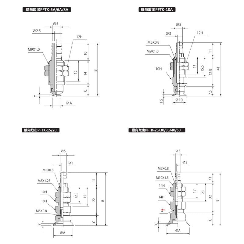 附接頭固定式零件吸盤 PFTK、PFYK