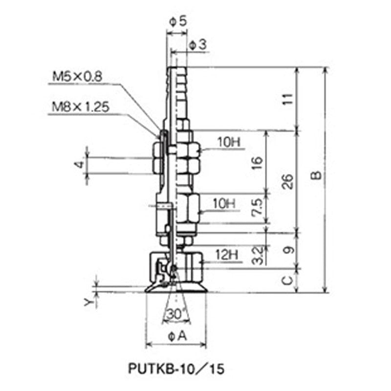 附接頭固定式零件吸盤 PUTKB、PUYKB