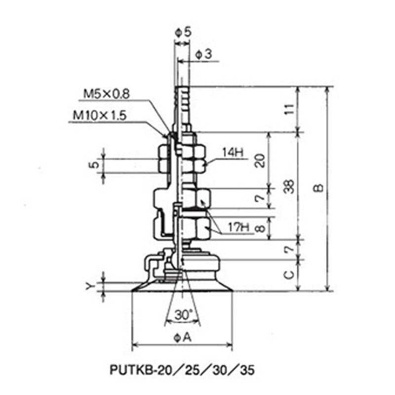 附接頭固定式零件吸盤 PUTKB、PUYKB
