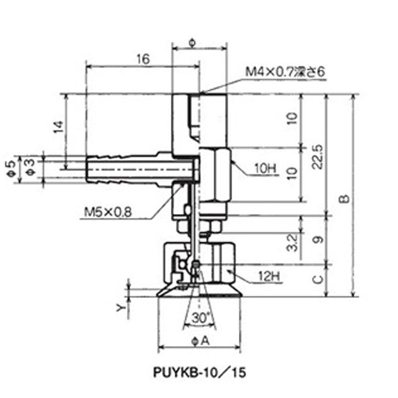 附接頭固定式零件吸盤 PUTKB、PUYKB