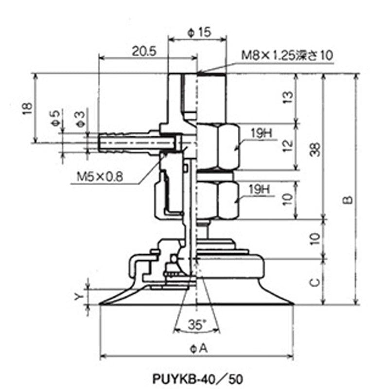 附接頭固定式零件吸盤 PUTKB、PUYKB